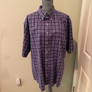 Jos. A. Bank Purple & Blue Plaid Short-Sleeve Button-Down Shirt